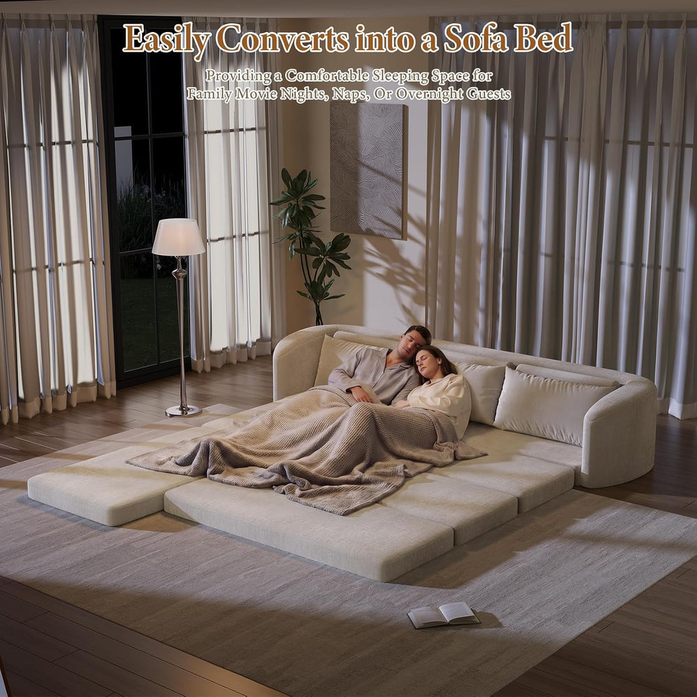 Vesgantti 6 in 1 Convertible Folding Sofa Bed, Futon Sectional Couch, Beige