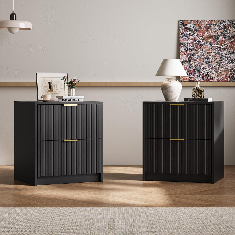 Black 3-Piece Bedroom Set, 9-Drawer Dresser & 2-Drawer Nightstands
