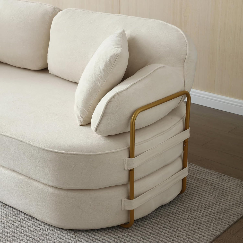 78” Convertible Sleeper Sofa Bed, High Back Plush Boucle Boneless Futon Loves...