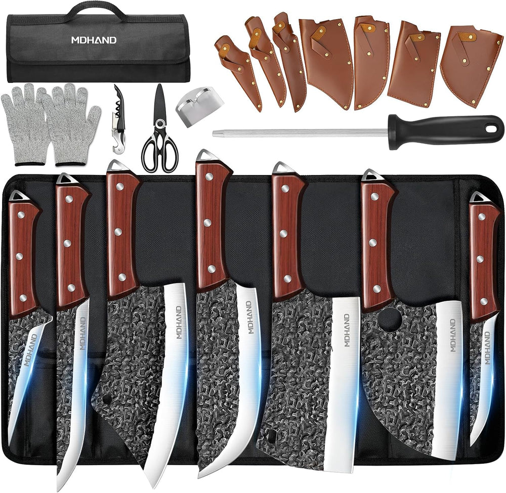 MDHAND Butcher Knife Set, Sharp Meat Cleaver Knife & Bone Chopper Knives ...