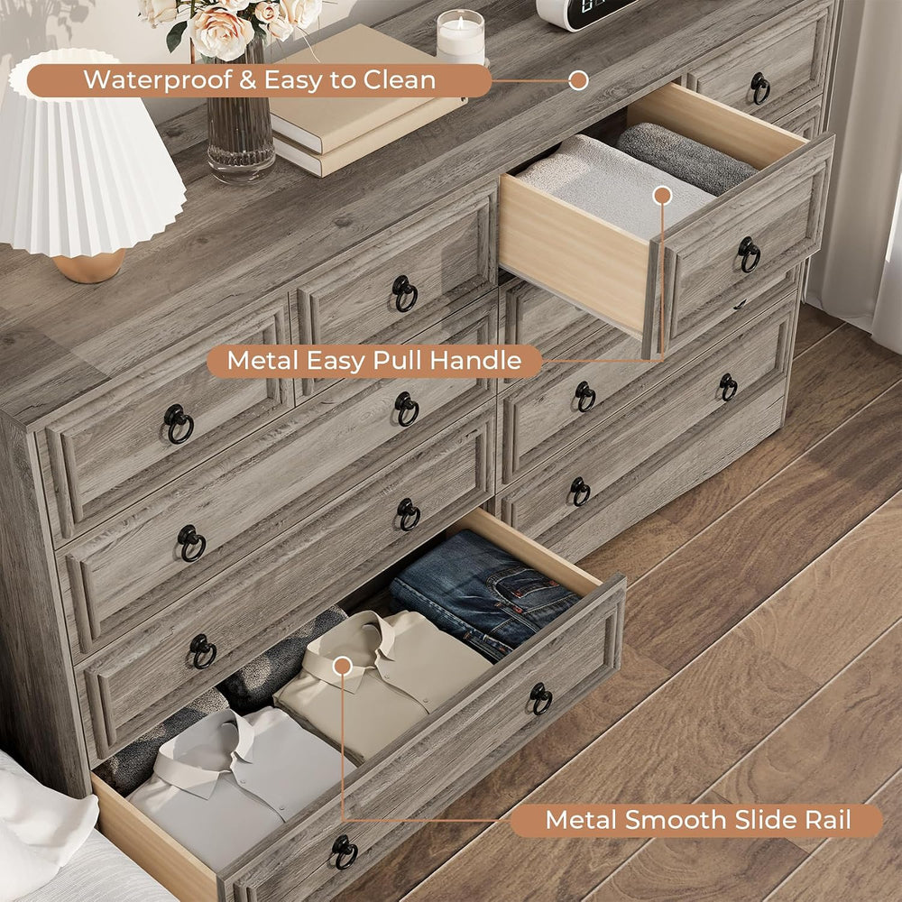 10 Drawers Dresser for Bedroom, 55.2 Inch Wide Large Dressers & Chests of...