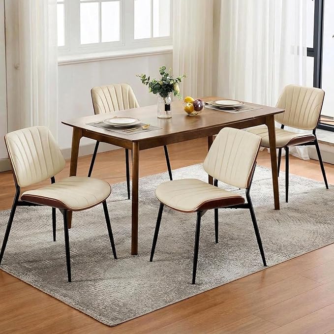 Garvee Dining Chairs Set of 2, Mid-Century Modern Upholstered Retro PU Leathe...