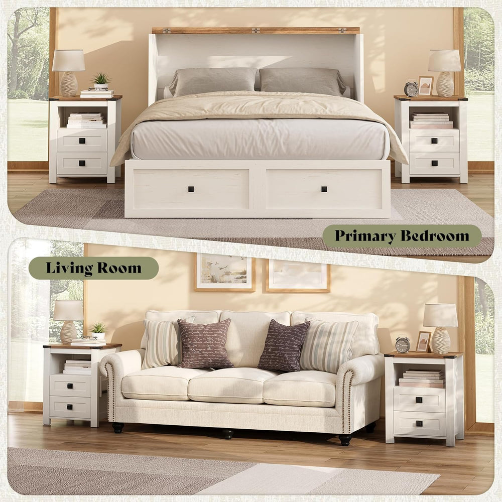AMERLIFE 3-Piece White Bedroom Set with 4-Drawer Dresser & 2 Nightstands