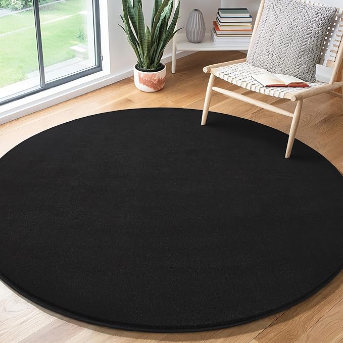 Amearea Black Round Area Rugs 5ft Washable Circle Rugs