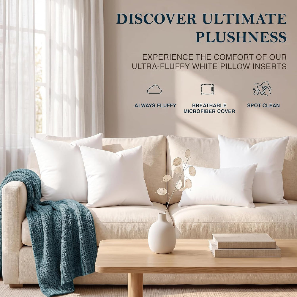Utopia Bedding Throw Pillows (Set of 4, White) – 20 x 20 Inches Down Alternat...