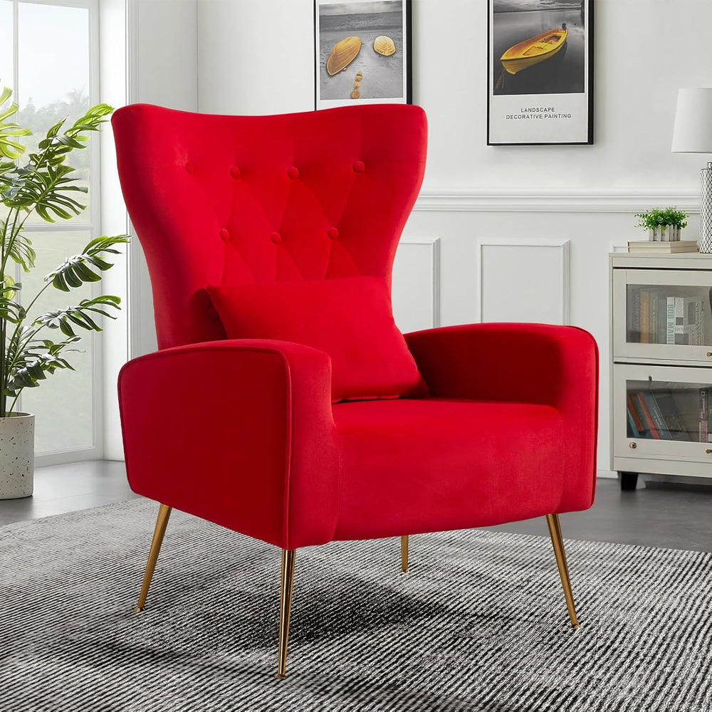 ZJhome Button-Tufted Velvet Accent Chairs, WingBack Living Room Chair Armchai...