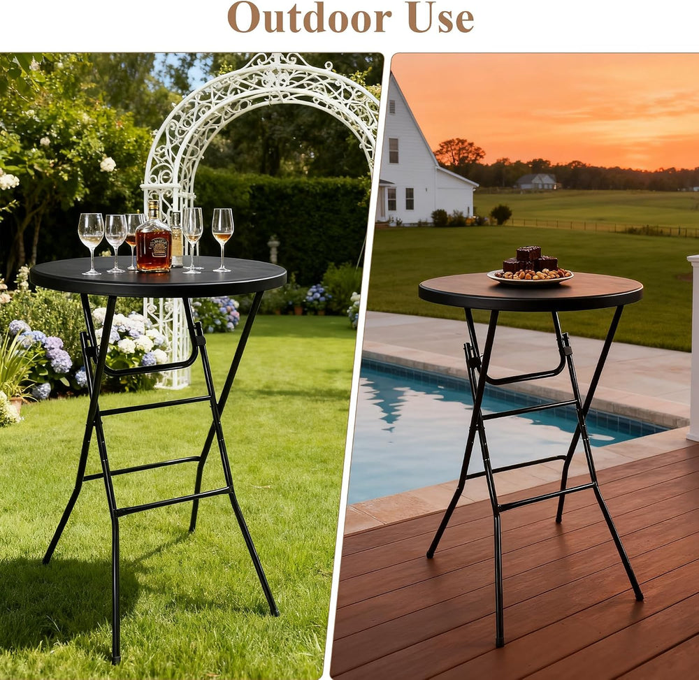 Cocktail Table, D32in x H43.3in Folding Round Cocktail Table High Top | Folda...