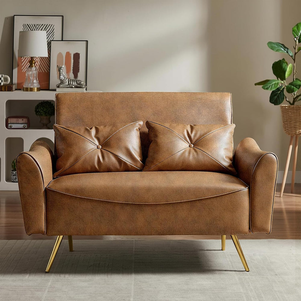 Brelice 47" Faux Leather Loveseat Sofa, Modern Small Couch for Small Spa...
