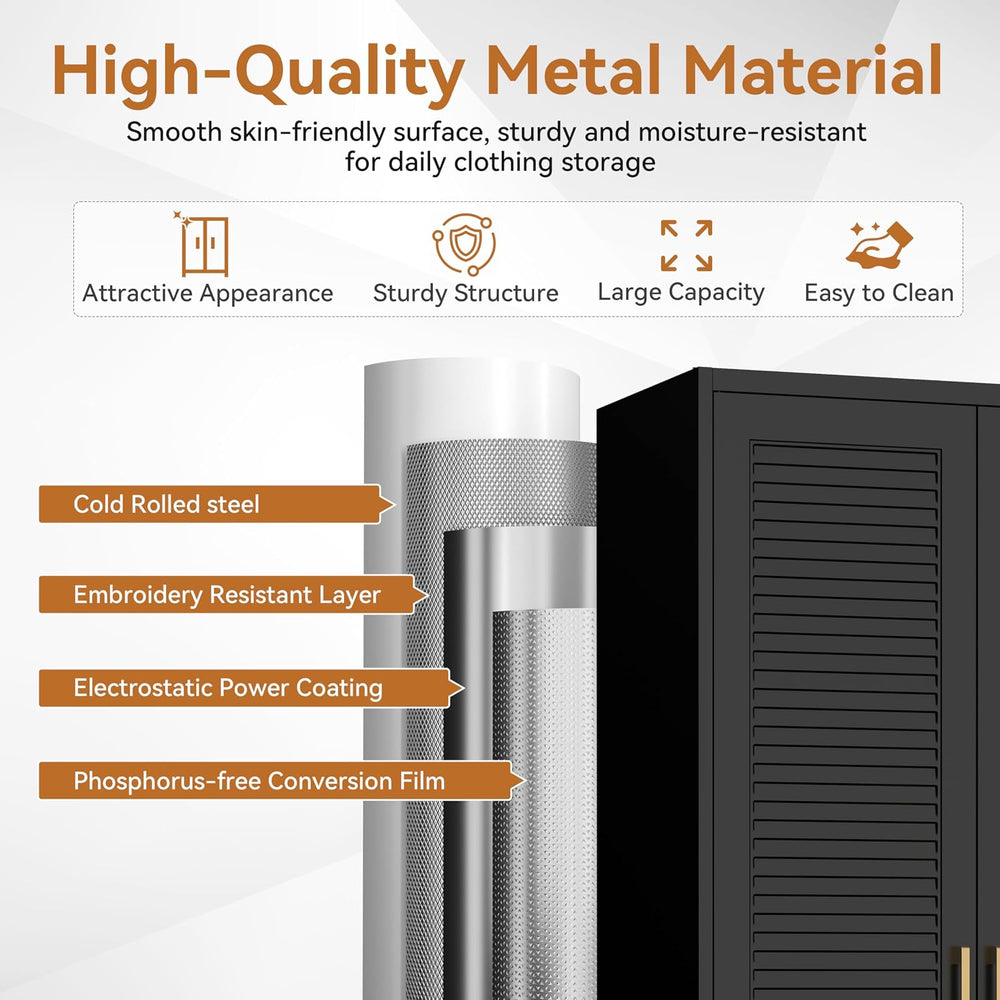 71" Tall Metal Armoire Wardrobe Closet with 2 Doors