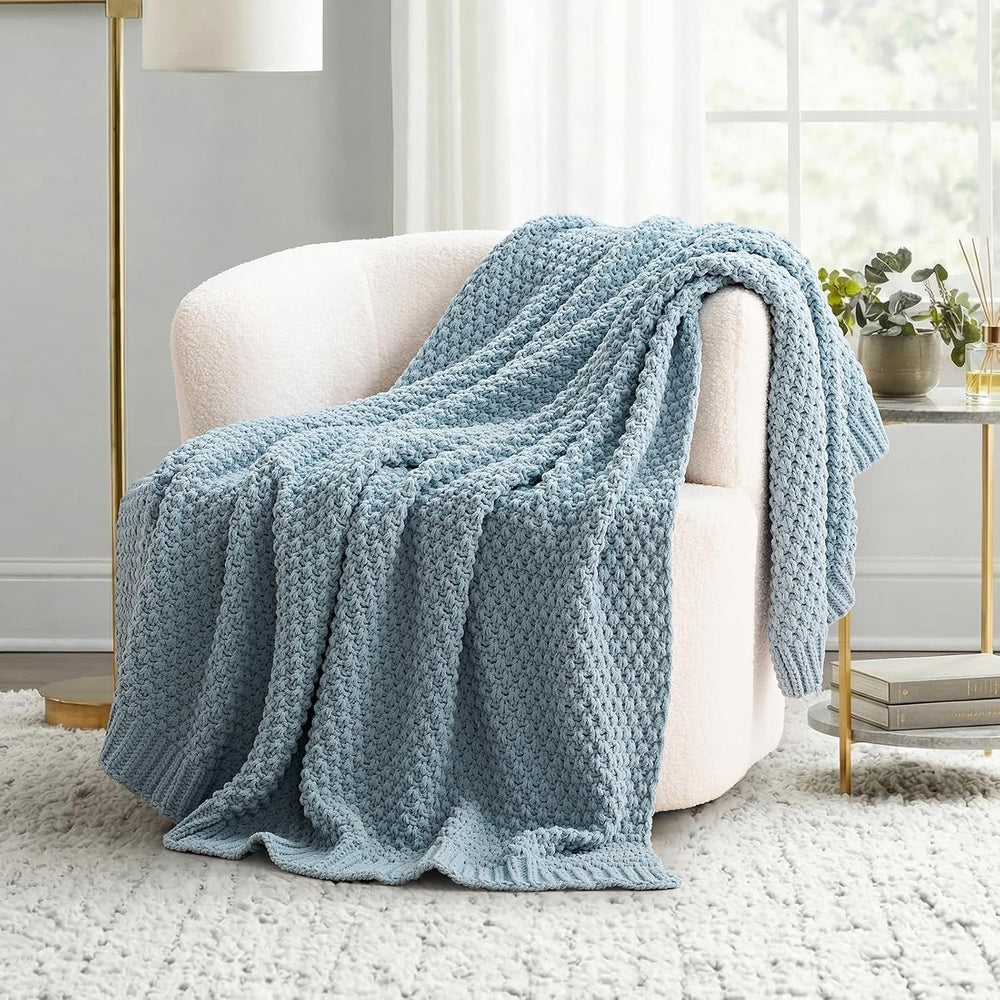 EVERGRACEHOME Chunky Chenille Knit Throw Blanket