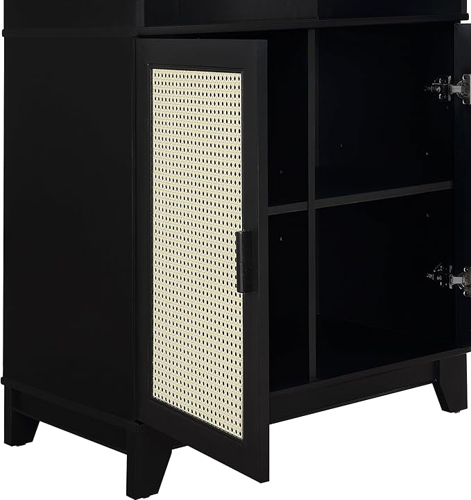 Manhattan Comfort Sheridan Modern Cane Bookcase with Adjustable Open Shelves,...