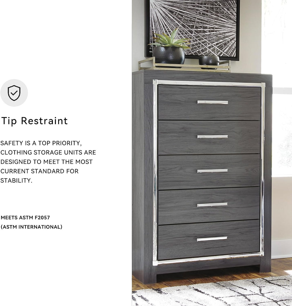 Signature Design by Ashley Lodanna Fully Assembled Gray 5 Drawer Chest