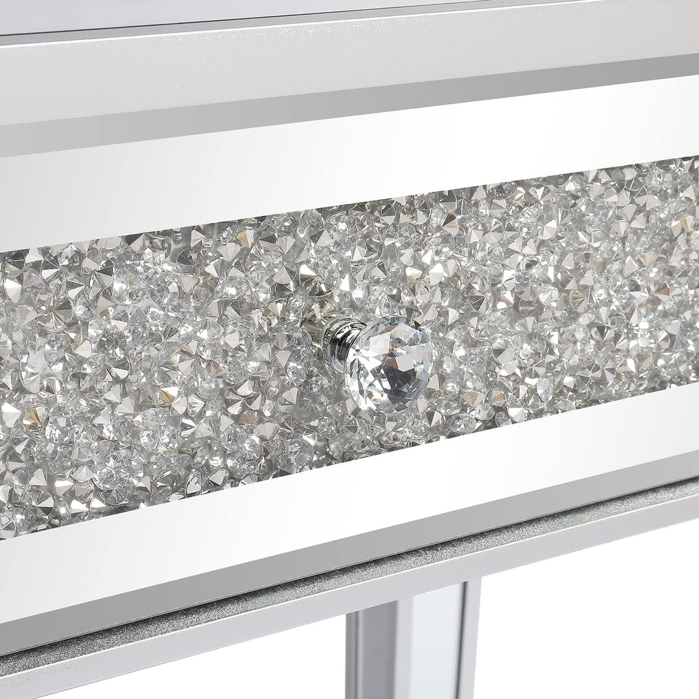 Karl home Mirrored Desk with 2 Drawers Silver Console Table Mirror Sofa Table...