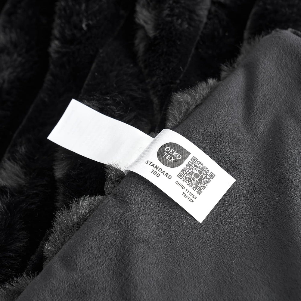 Cozy Bliss Faux Fur Throw Blanket for Couch, Cozy Warm Plush Striped Blanket ...