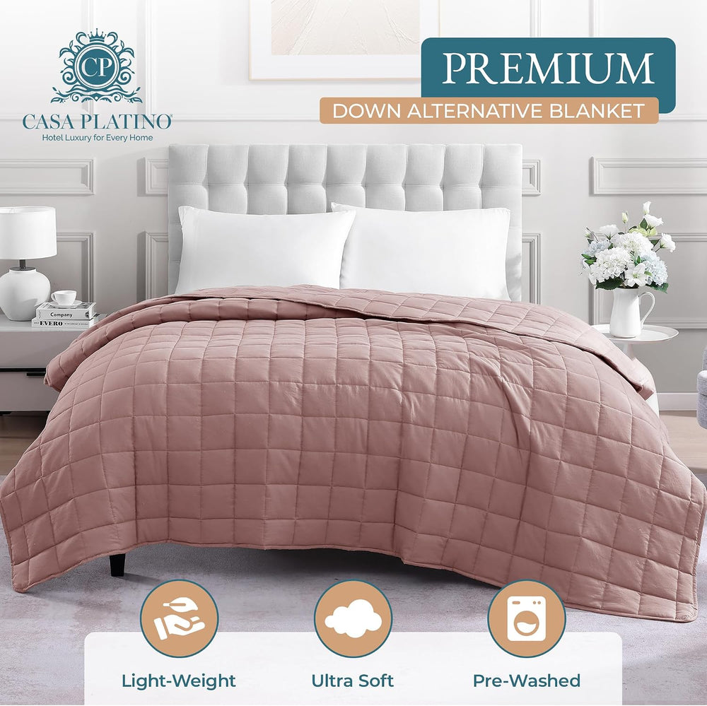 Casa Platino Blanket Queen Size, Down Alternative Quilted - Sepia Rose