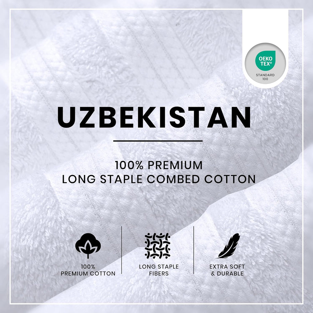 Bath Towels Set of 4 Extra Large Towels Set, 30x60 in, 100% Uzbek Cotton 600 ...