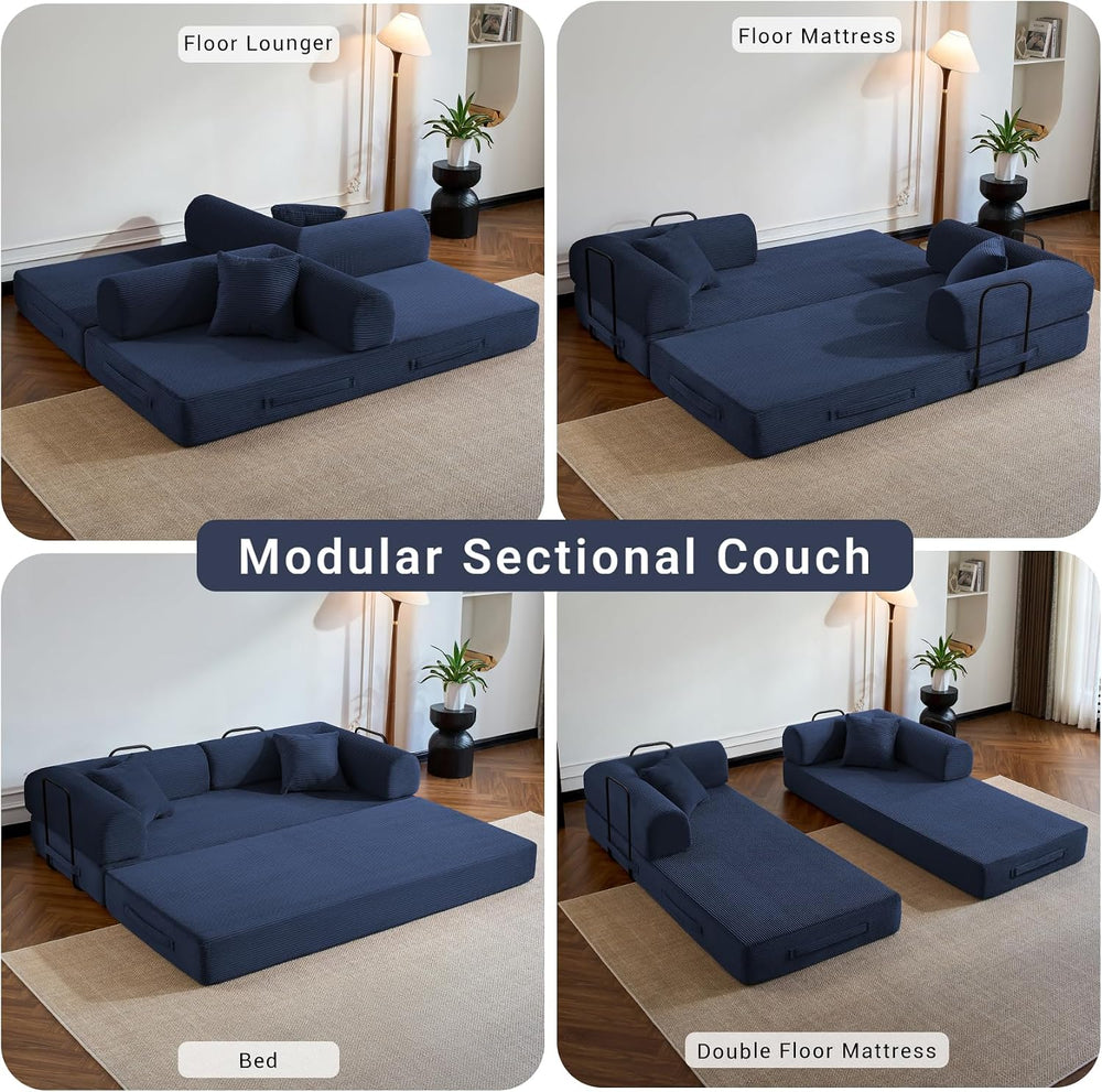 79" Convertible Futon Sofa Bed,5-In-1 Boneless Couch for Small Spaces