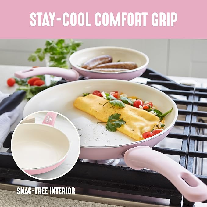 GreenLife 8 Piece Nonstick Cookware Set, Non-Toxic PFAS-Free Ceramic Pots &am...