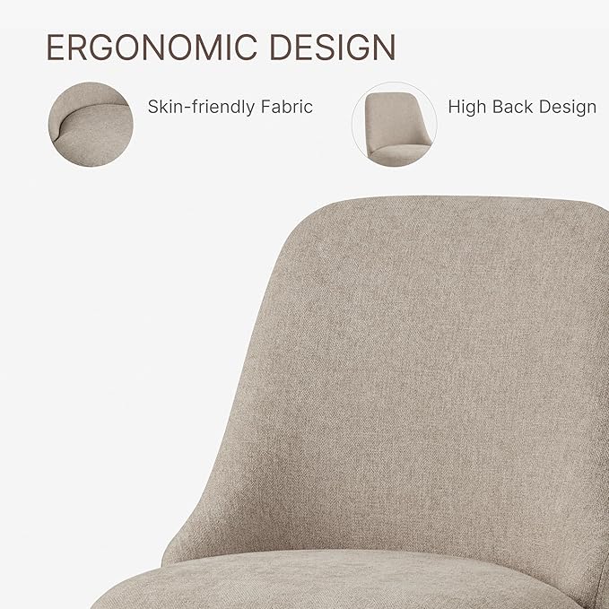 Swivel Dining Chairs Set of 1, Upholstered Mid Century Modern Deskchair with ...
