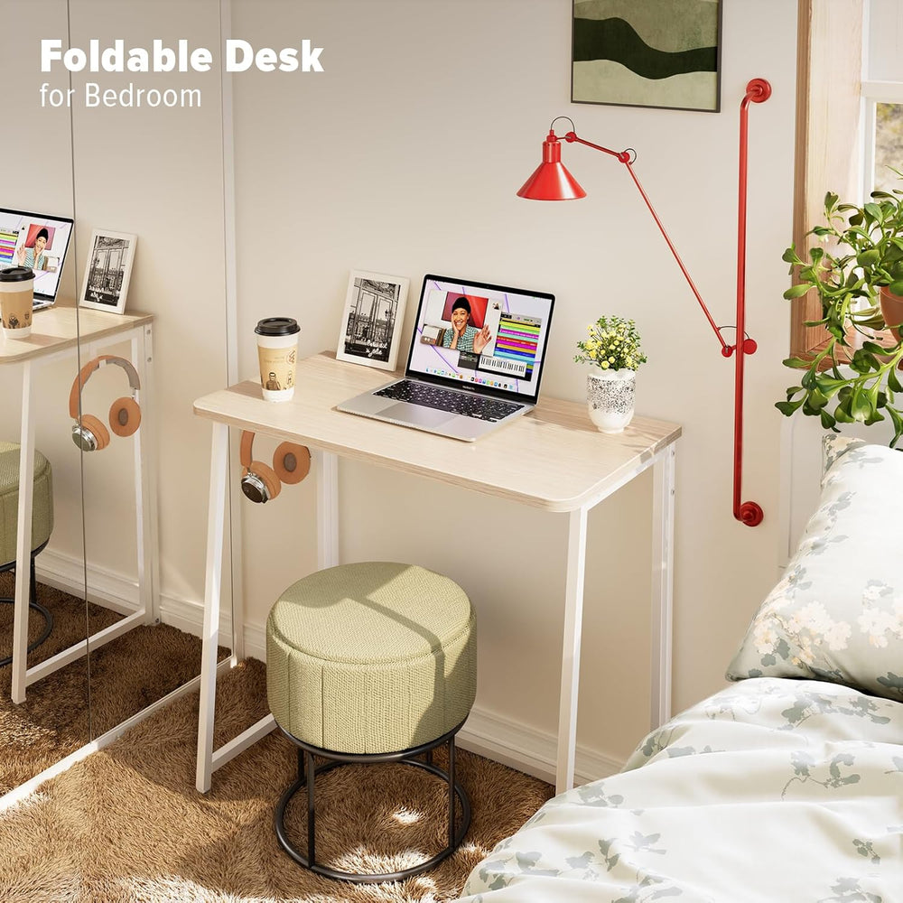 WOHOMO Folding Desk, Small Foldable Desk 31.5" for Small Spaces, Space S...
