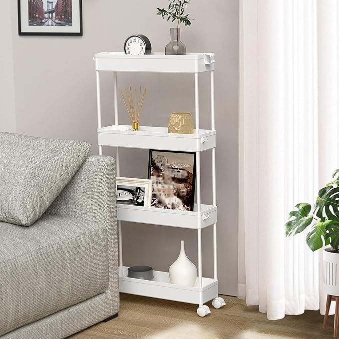 SPACELEAD 2-piece Set Slim Storage Cart 3 Tier, Bathroom Organizer Rolling