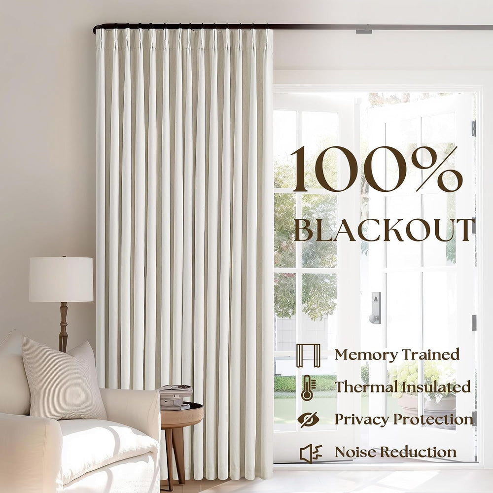 TWODRAPES 102 Inches Long Pinch Pleated Linen Blackout Curtains for Bedroom