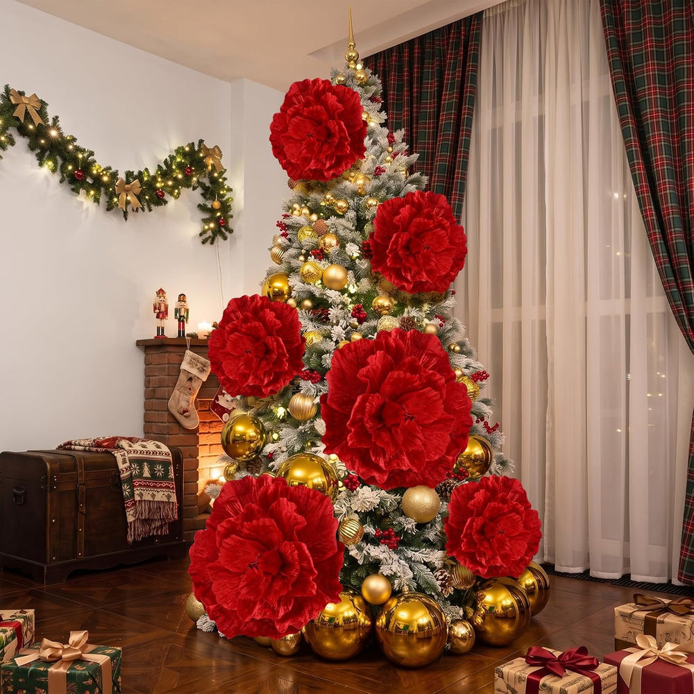 Giegxin 6 Pcs Giant Christmas Flowers Decor Large Christmas Tree Flower