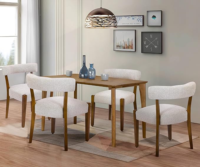 Modern Dining Chairs Set of 2, Walnut Upholstered Kitchen & Dining Room C...