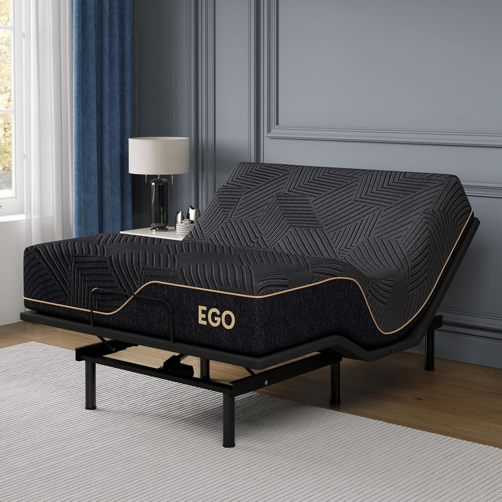 EGOHOME Adjustable Bed Frame Full and 14" Cooling Memory Foam Mattress