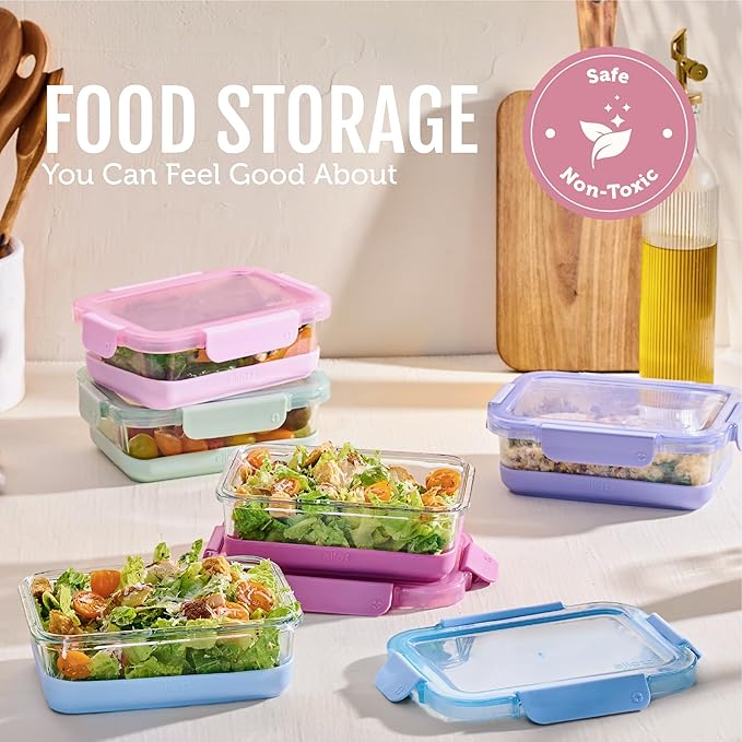 Ello Duraglass Refresh 3.4 Cup Meal Prep Sets 10Pc, 5 Pack Set- Glass Food