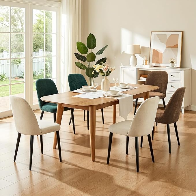 Upholstered Dining Chairs Set of 8 Modern Kitchen Chairs Chenille Fabric Dini...