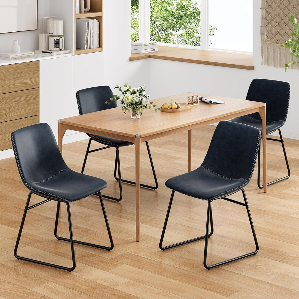 Soohow Mid-Century Modern Dining Chairs Set of 4, Faux Leather Upholstered Ki...