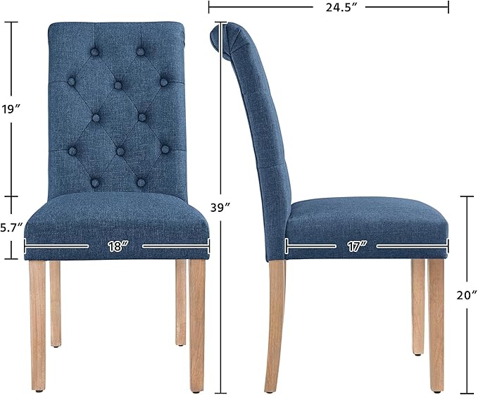 Yaheetech Dining Chairs Set of 4 Fabric Upholstered Dining Room Chairs with B...