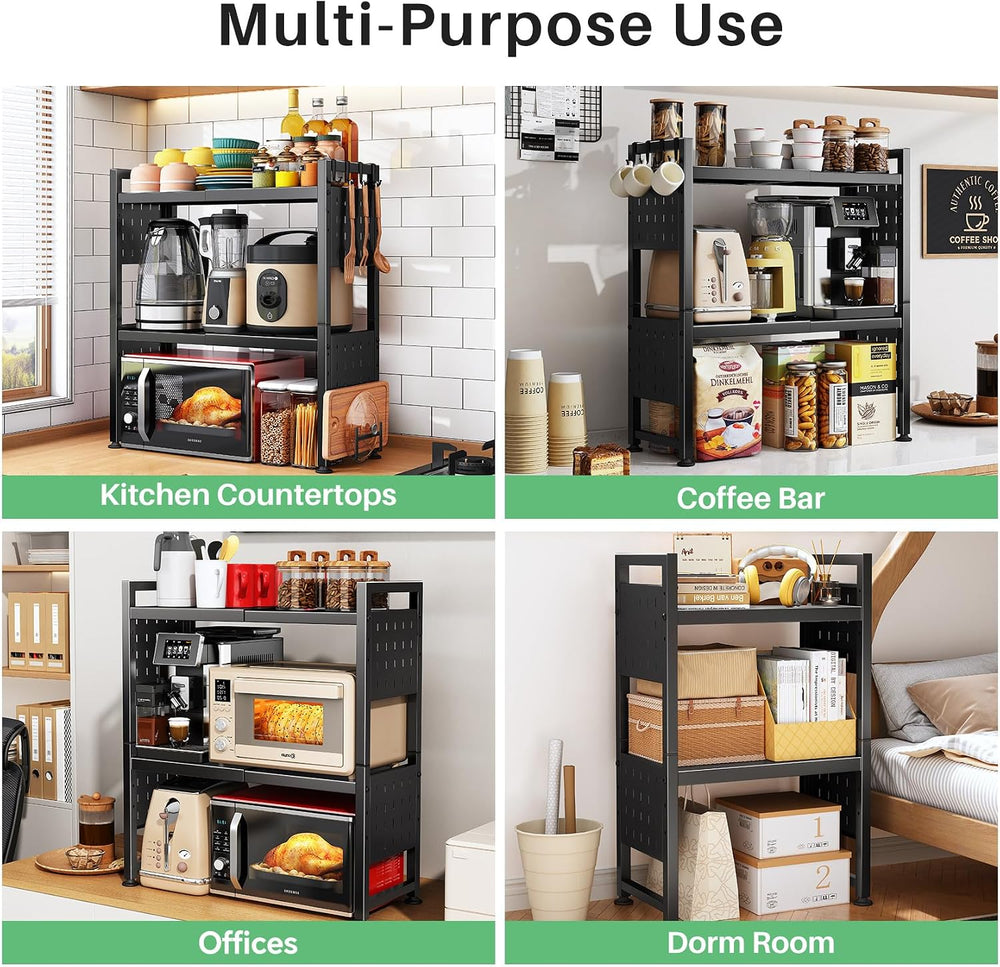 Microwave Stand, 3-Tier Expandable(17.4"- 27.4") Heavy Duty Adjusta...