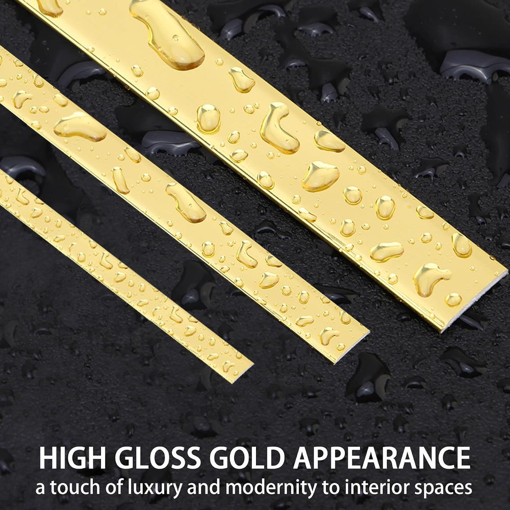 QDYMXUN Glossy Gold Peel and Stick PVC Molding Trim, Flexible DIY Wall Accent...