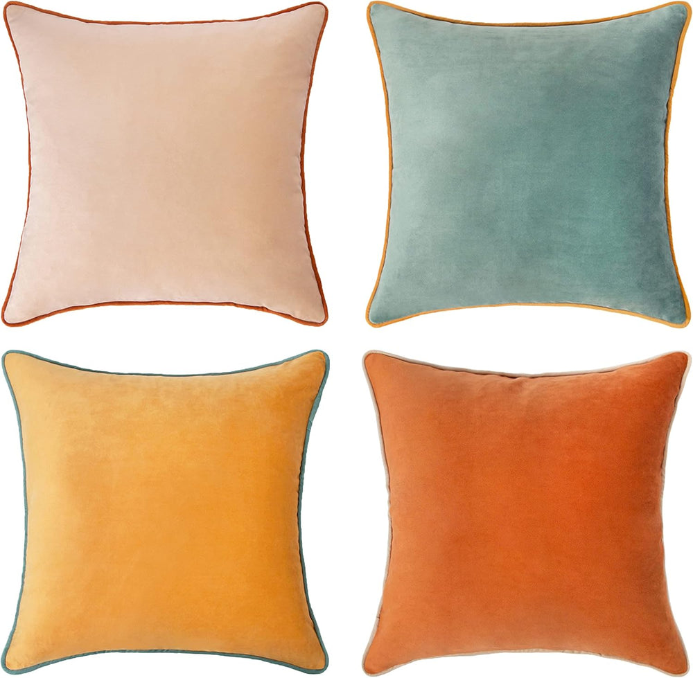 MONDAY MOOSE Decorative Throw Pillow Covers Cushion Cases, Set of 4 Soft Velv...