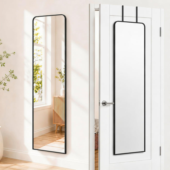 SCWF-GZ 47x14“ Full Length Mirror Over the Door Hang or Wall Mounted Black