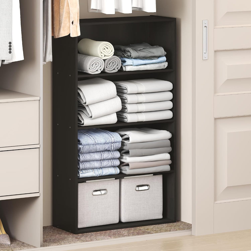 Furinno Reed Closet Organizers and Storage, 4-Tier Closet Organizer, Open Shelf