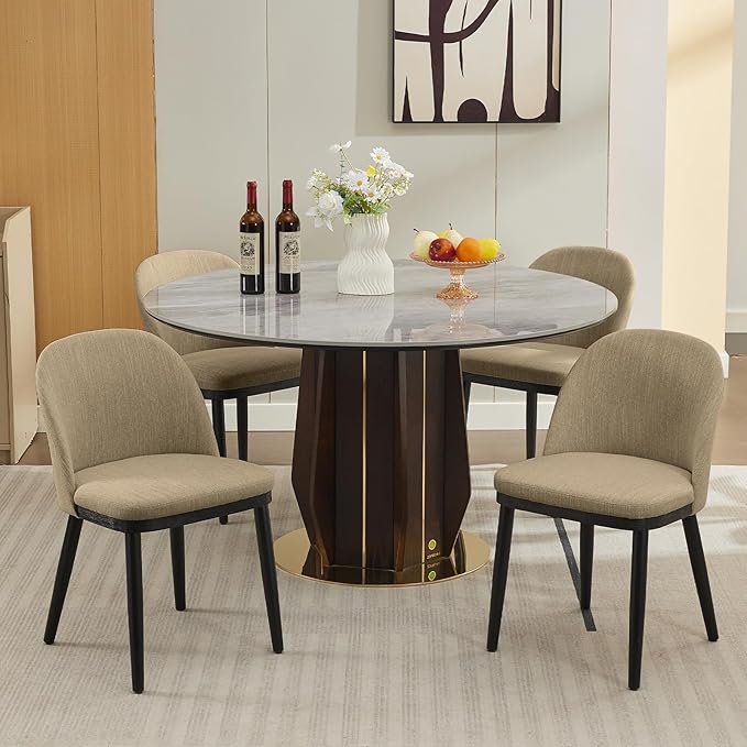 Upholstered Dining Chairs Set of 6,Modern Fabric Dinner Chairs with Wood Legs...