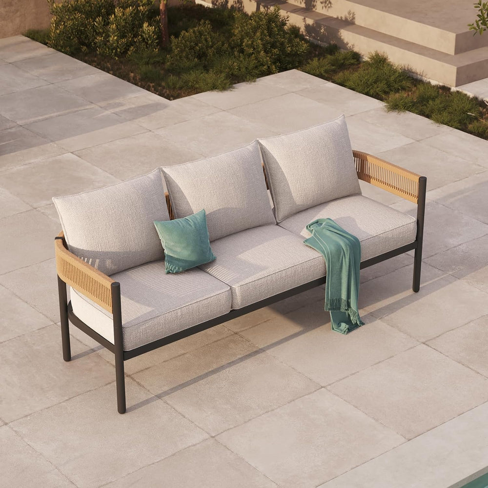 Gand Patio Outdoor Patio Furniture, 3-Seat Sofa, Natural