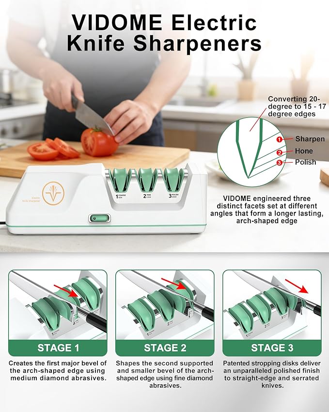 Electric Knife Sharpener with Replaceable Sharpening Head Easy to Change