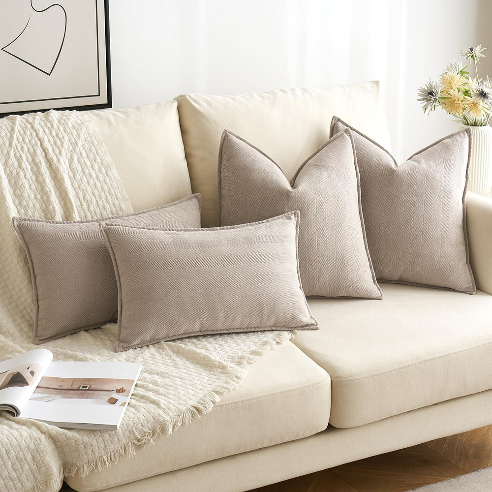 MIULEE Chenille Cushion Covers 50 x 50 cm Set of 2 Yellow Sofa Cushions