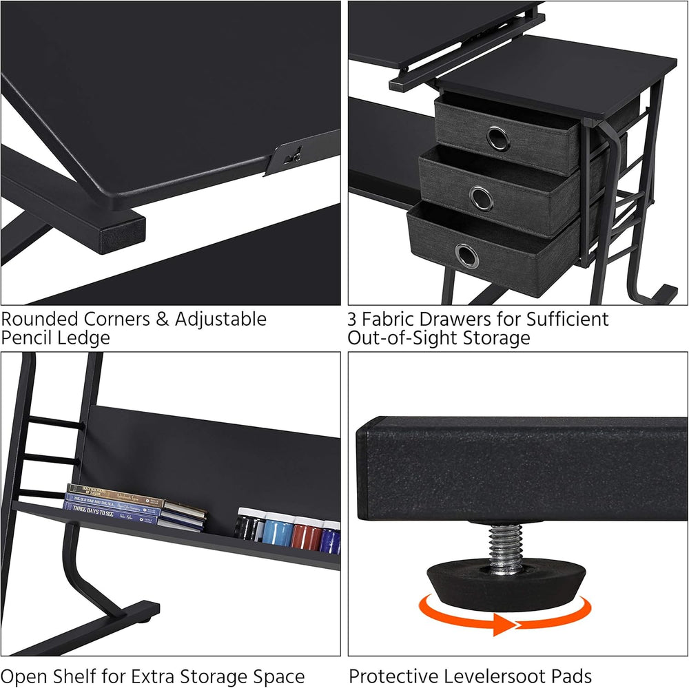 Yaheetech Drafting Table for Adults/Artists, Drawing Desk, Tabletop Adjustabl...