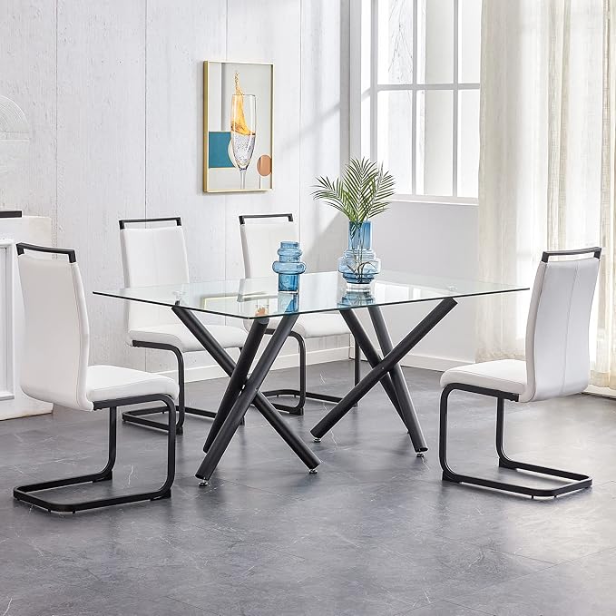 AZmac Modern Leather Dining Chairs Set of 4,Armless Kitchen Chairs,Dining Roo...