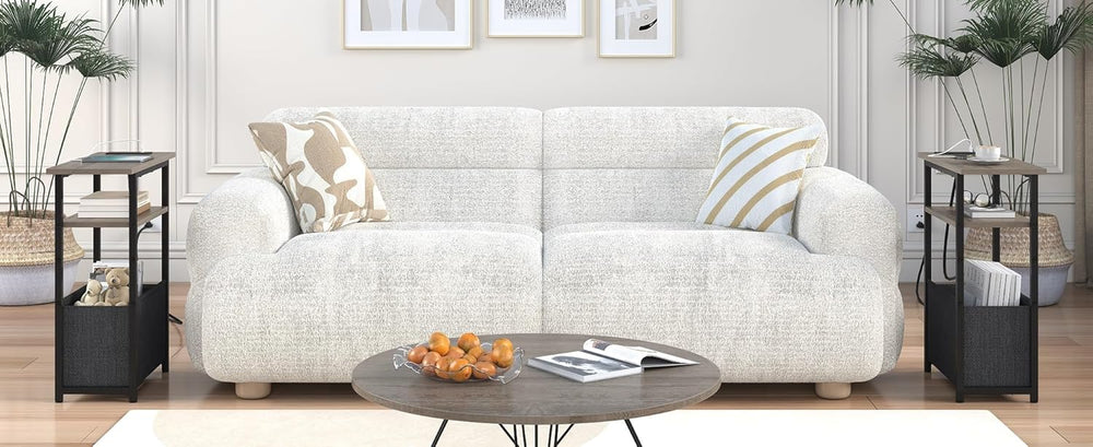sthmec Narrow Side Table with Charging Station Set of 2, Small End Table for ...