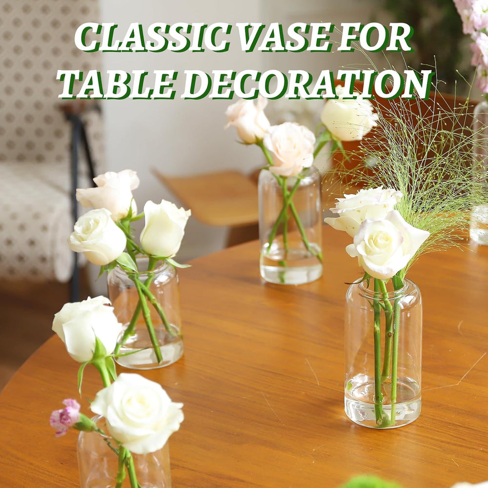 Glass Bud Vases Set of 24, Clear Flower Vase for Centerpieces, Small Vases fo...