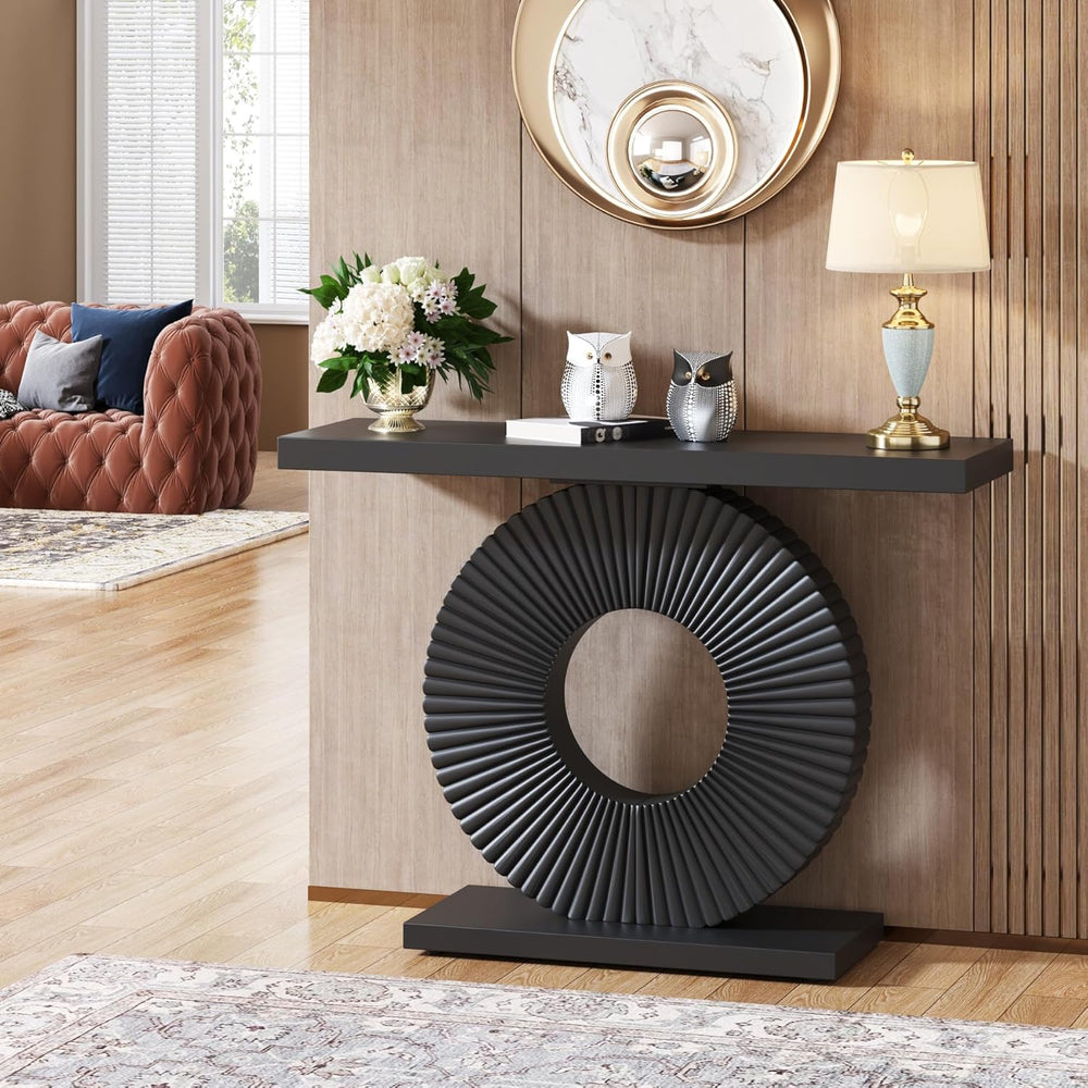 Tribesigns Modern Console Table with Geometric Base, 40 inch Wood Entryway Ta...