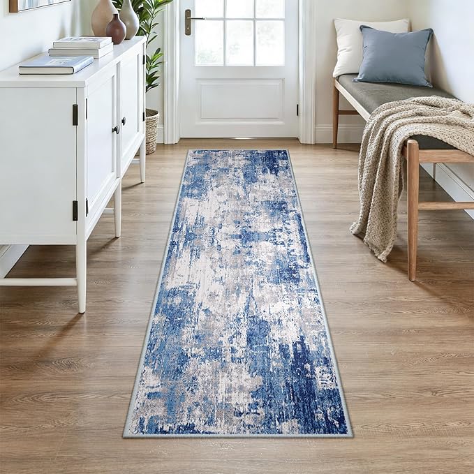 Washable Area Rugs 2x7 Non-Slip Modern Abstract Soft