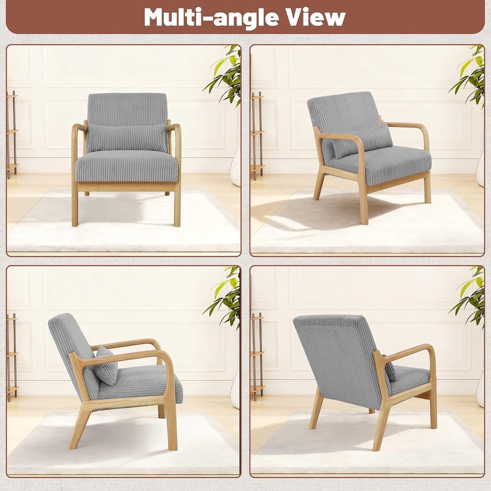 Youtanic Accent Chair Set of 2, Mid-Century Modern Armchair with Waist Cushio...