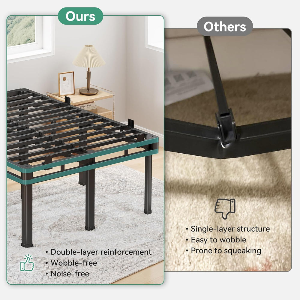 Superay 20 inch King Bed Frame with Rounded Legs, Double Layer Design
